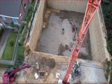 <font color="blue"><font size="+1"> Le chantier, construction d un bassin de temporisation (bassin d orage) , rue de Fexhe-Slins  Herme </font></font>